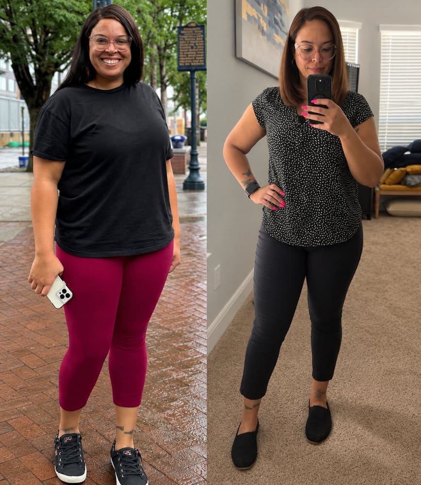 Samantha before and after nine months of training at HASfit